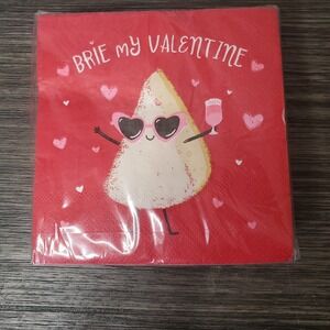 Brie My Valentine Cheese With Sunglasses 40 Count Charcuterie Themed Red Napkins